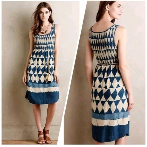 Anthropologie Dresses & Skirts - Anthropologie Maeve Geo Diamond Castalia Shibori Boho Dress Size 0P
